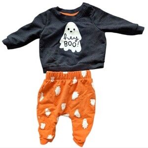 Cat And Jack Hey Boo Ghost Halloween Set Size 0-3 Months